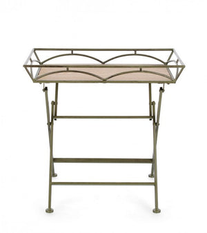 Set 2 Tavolini da Soggiorno 63x40x60 cm in Acciaio Guenda Verde Scuro