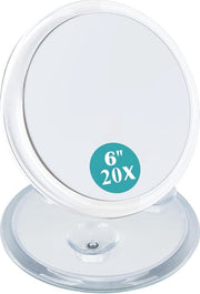 Specchio di Trucco Compattabile a Ingrandimento - Con 20x Ingrandimento e Occhiali di Lente