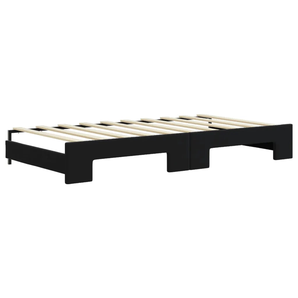 Divano Letto Estraibile con Materassi Nero 90x190 cm Velluto