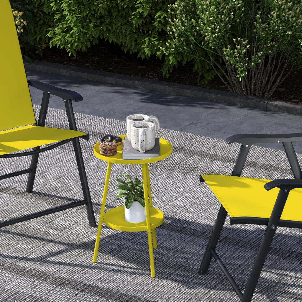 Tavolino rotondo a 2 livelli ¨C zephmum ¨C metallo giallo ?32x51cm