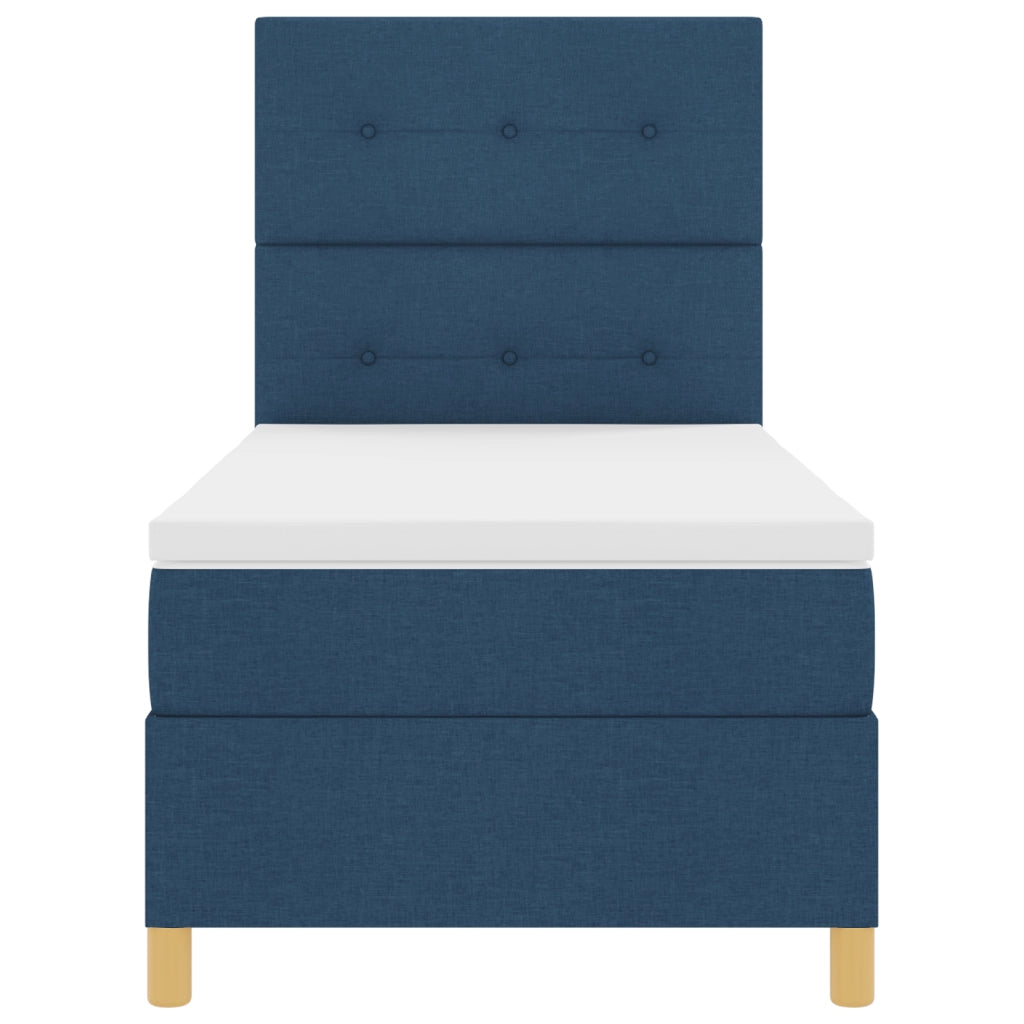 Letto Box Spring Blu con Materasso 100x200 cm Tessuto