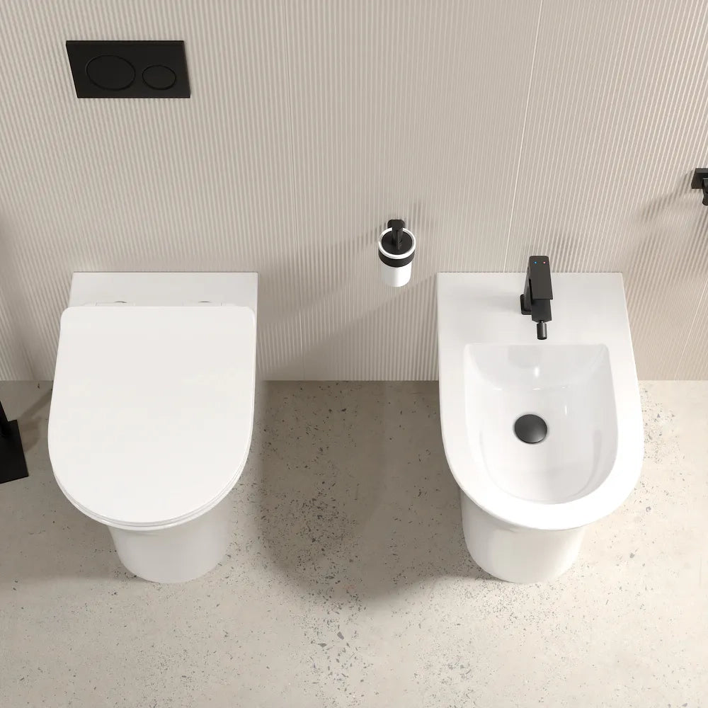 Sanitari filomuro in ceramica rimless  wc e bidet | Sofia