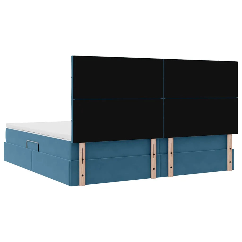 Letto con contenitore LED e materasso Blu Scuro 200 x 200 cm