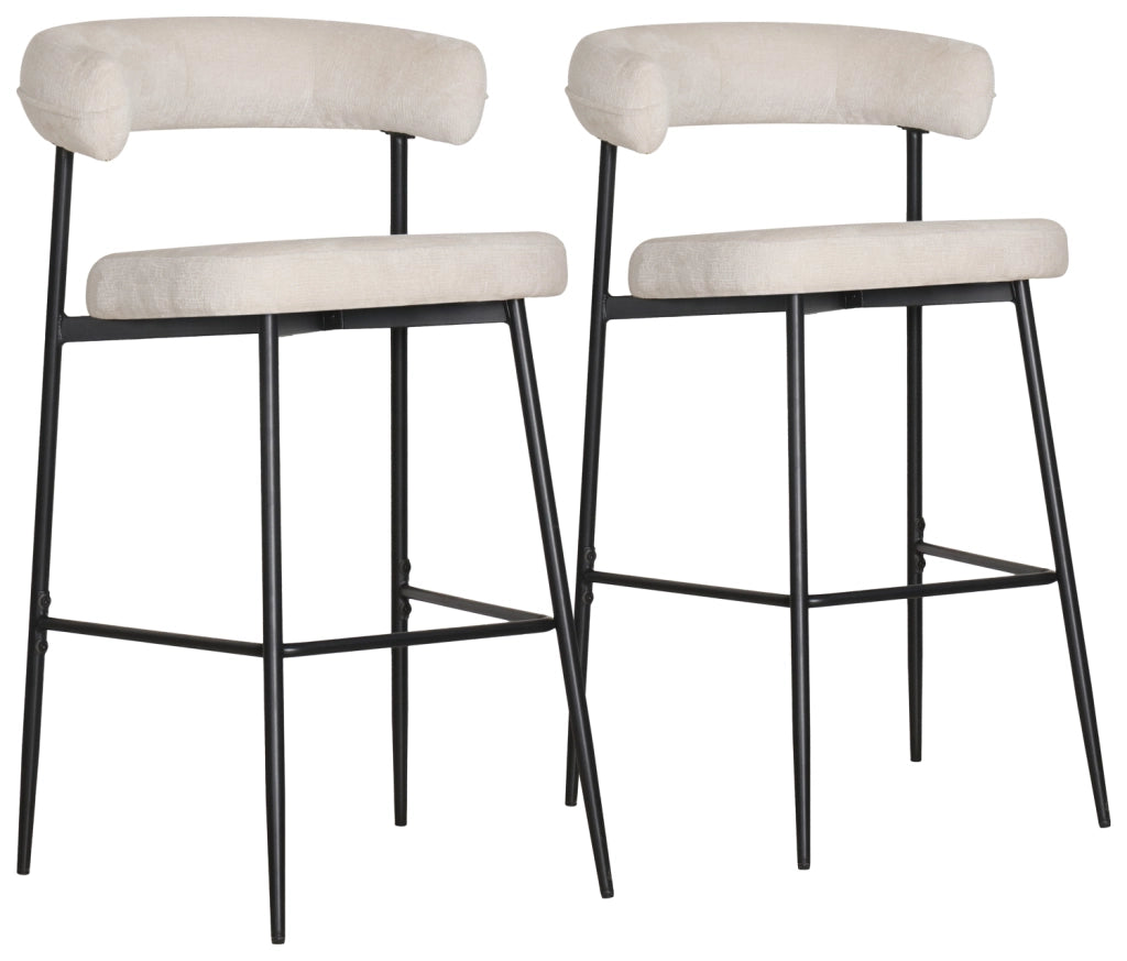 Set di 2 sgabelli da bar in tessuto beige THEA