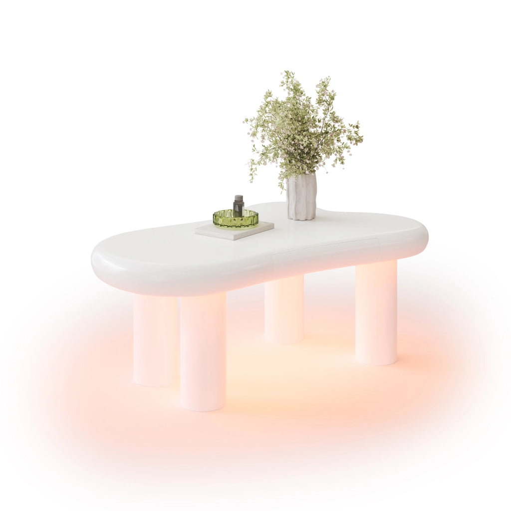 Tavolino da Salotto a Forma di Nuvola con LED e Cassetto ¨C Xylo ¨C MDF Bianco