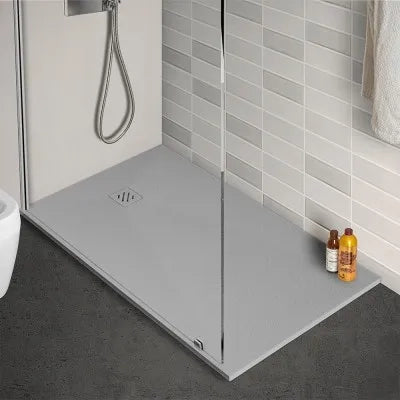 Piatto doccia 70x120 cm grigio effetto pietra in resina riducibile Karen