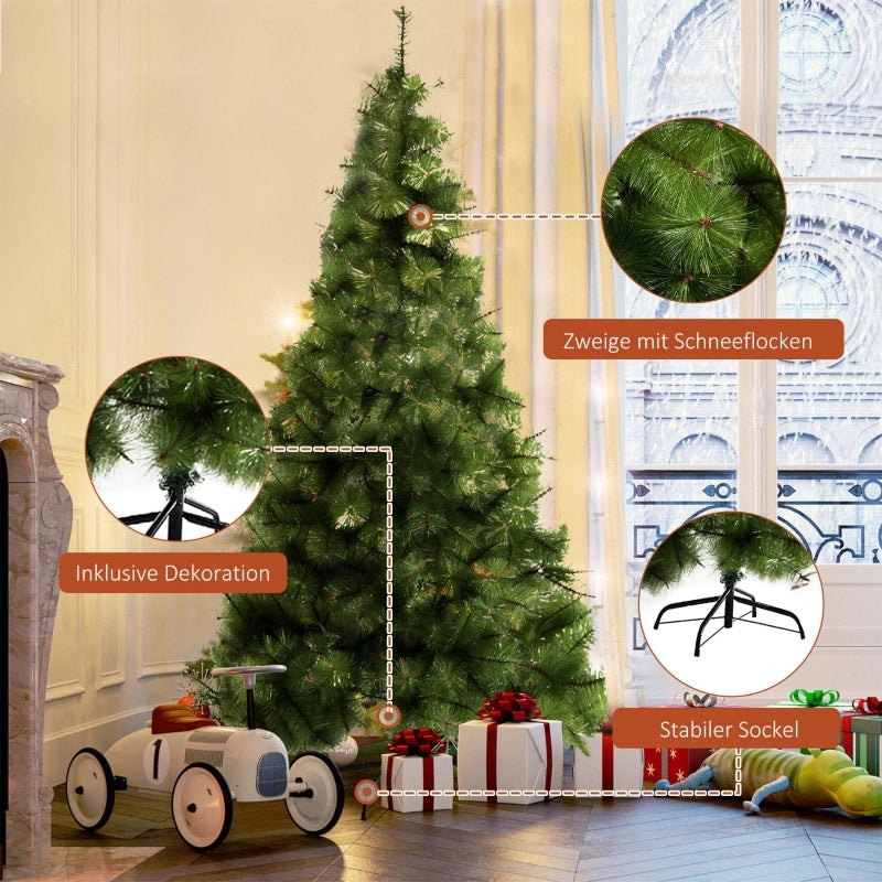 Albero di Natale artificiale da 210 cm, abete artificiale con 505 punte, decorazione per albero di Natale con supporto in metallo per uso interno.