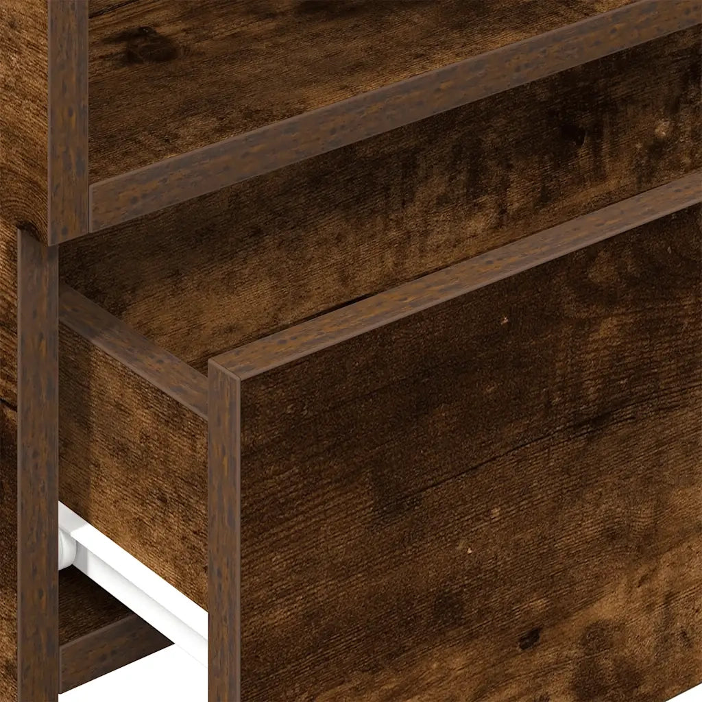 Set di 2 Comodini | Armadio da Notte | Mobiletto da notte a Muro Rovere Fumo 45x26x28,5 cm