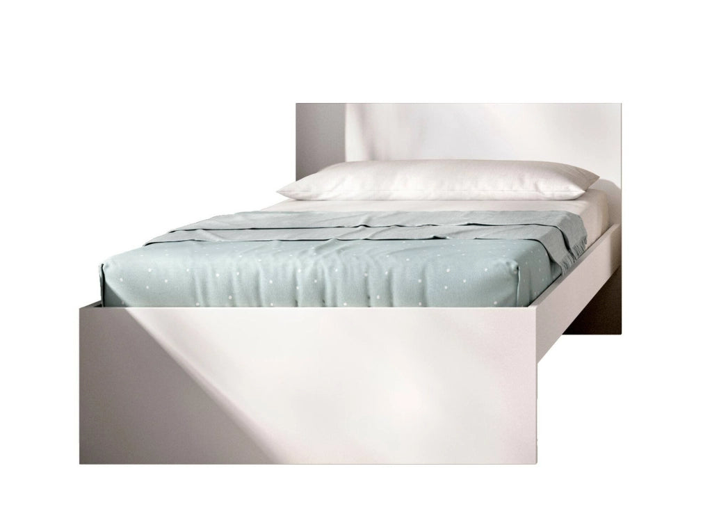 Letto singolo Haikui, Sommier per camera da letto, Giroletto per stanza, Struttura porta materasso, 96x195 h67 cm, Bianco