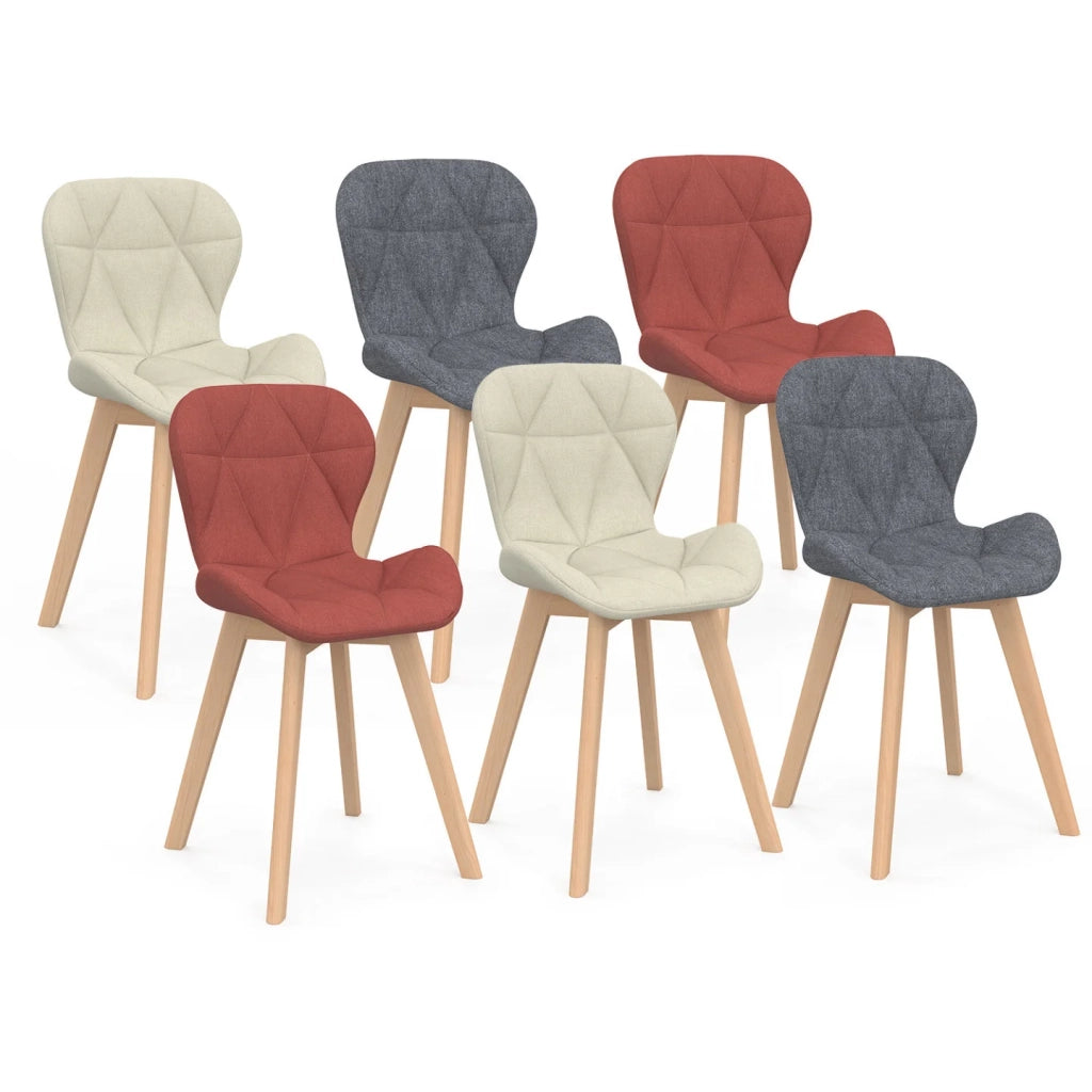 IDMarket - Set di 6 sedie ROBINE in tessuto misto grigio scuro x2, terracotta x2, beige x2