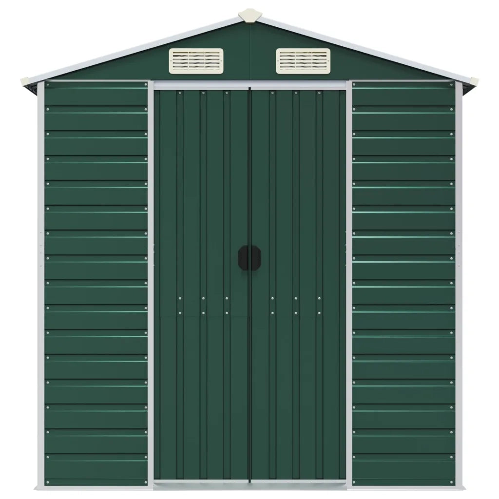 Capanno da Giardino Verde 191x555x198 cm in Acciaio Zincato