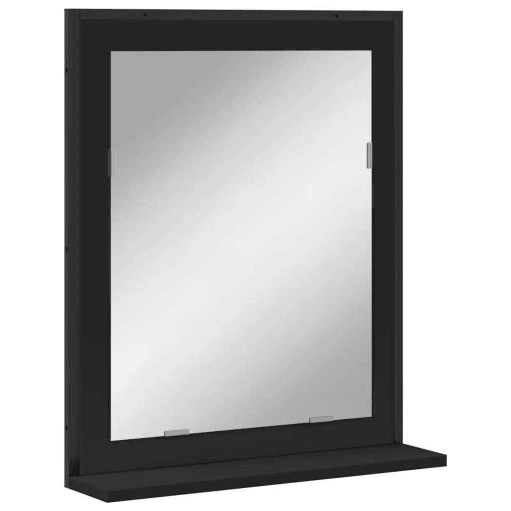 Specchio da Bagno con Ripiano Nero 50x12x60cm Legno Multistratocod mxl 90750