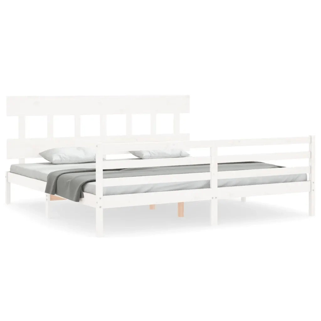 Giroletto con Testiera Bianco 200x200 cm in Legno Massellocod mxl 117773
