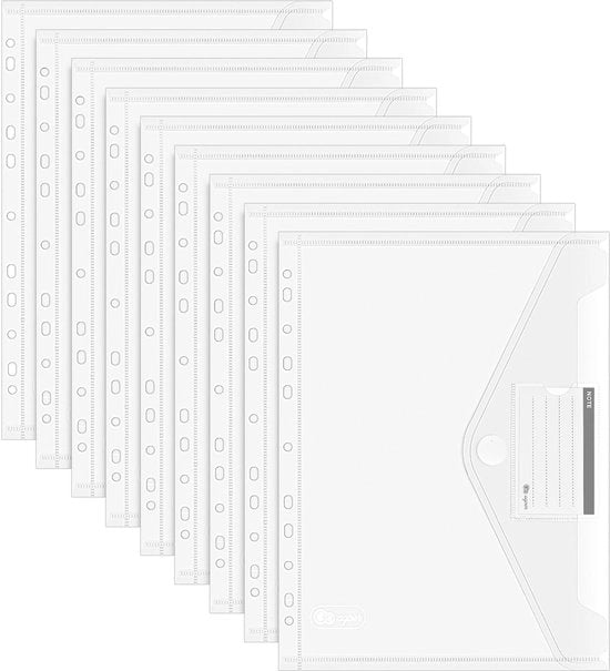 Documenti A4 48 pezzi con chiusura ad adesivo, cartellone A4 per archiviazione, contenitore A4 trasparente con bordo 11-galetto per organizzazione documenti con spazio per etichette