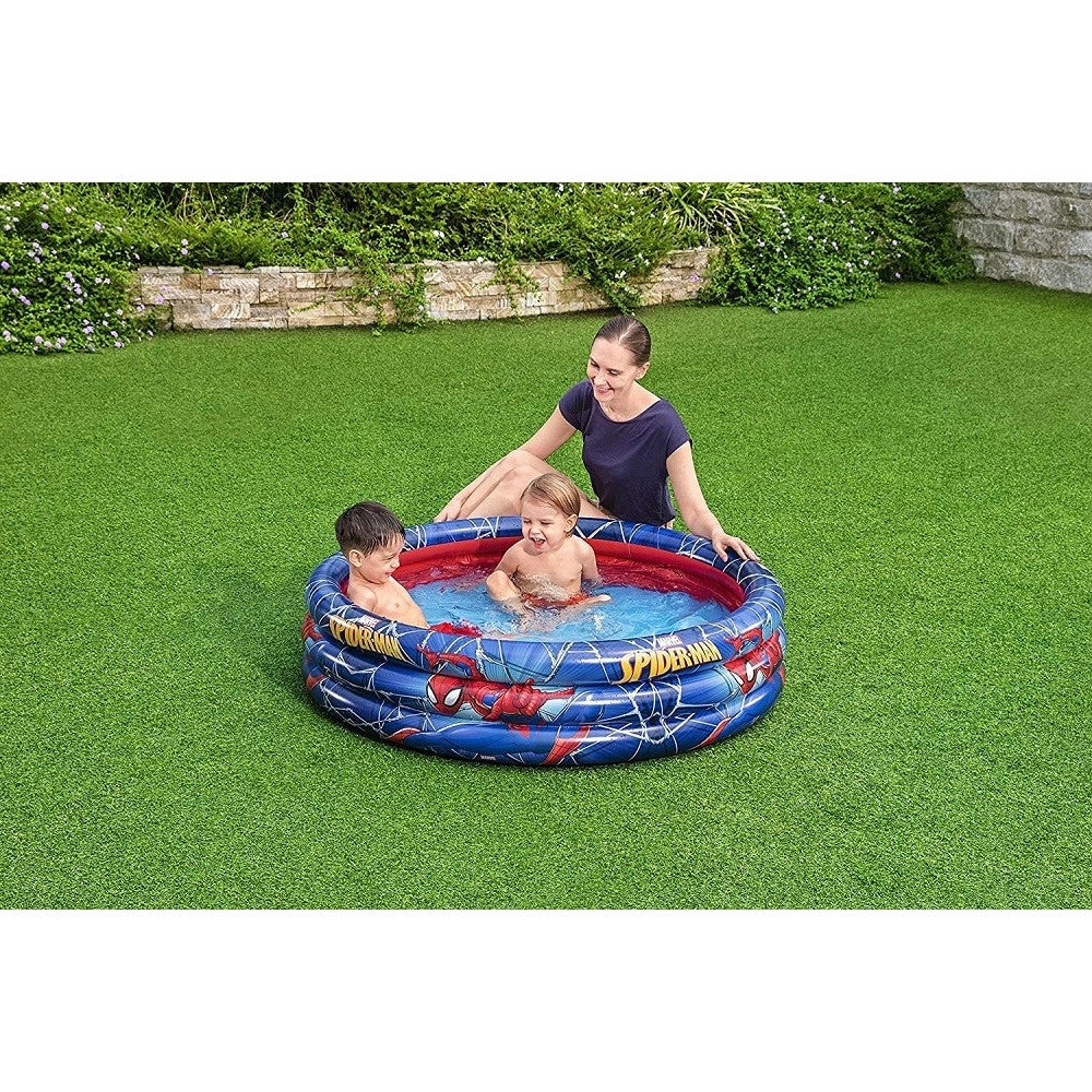 Trade Shop - Piscina Gonfiabile Spiderman L'uomo Ragno 3 Anelli 122x30cm Per Bambini 2+ 98018 -