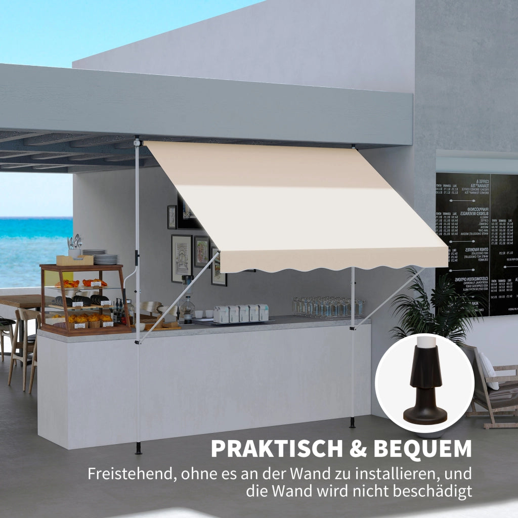 Tendone da balcone braccio snodato 150 cm ¨C zephmum ¨C beige 150x200