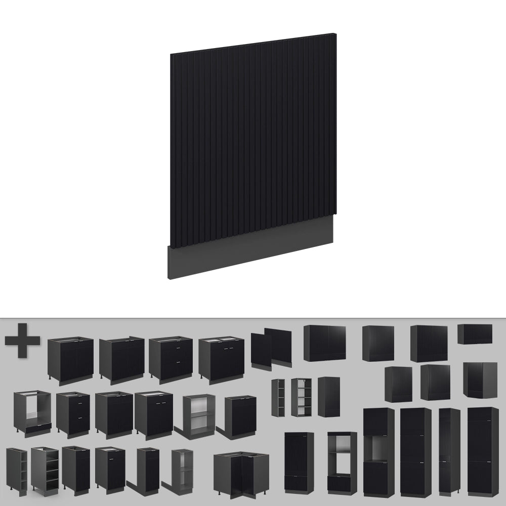 Pannello frontale Fame-Line Nero rigato/Antracite 60 cm senza piano di lavoro Vicco