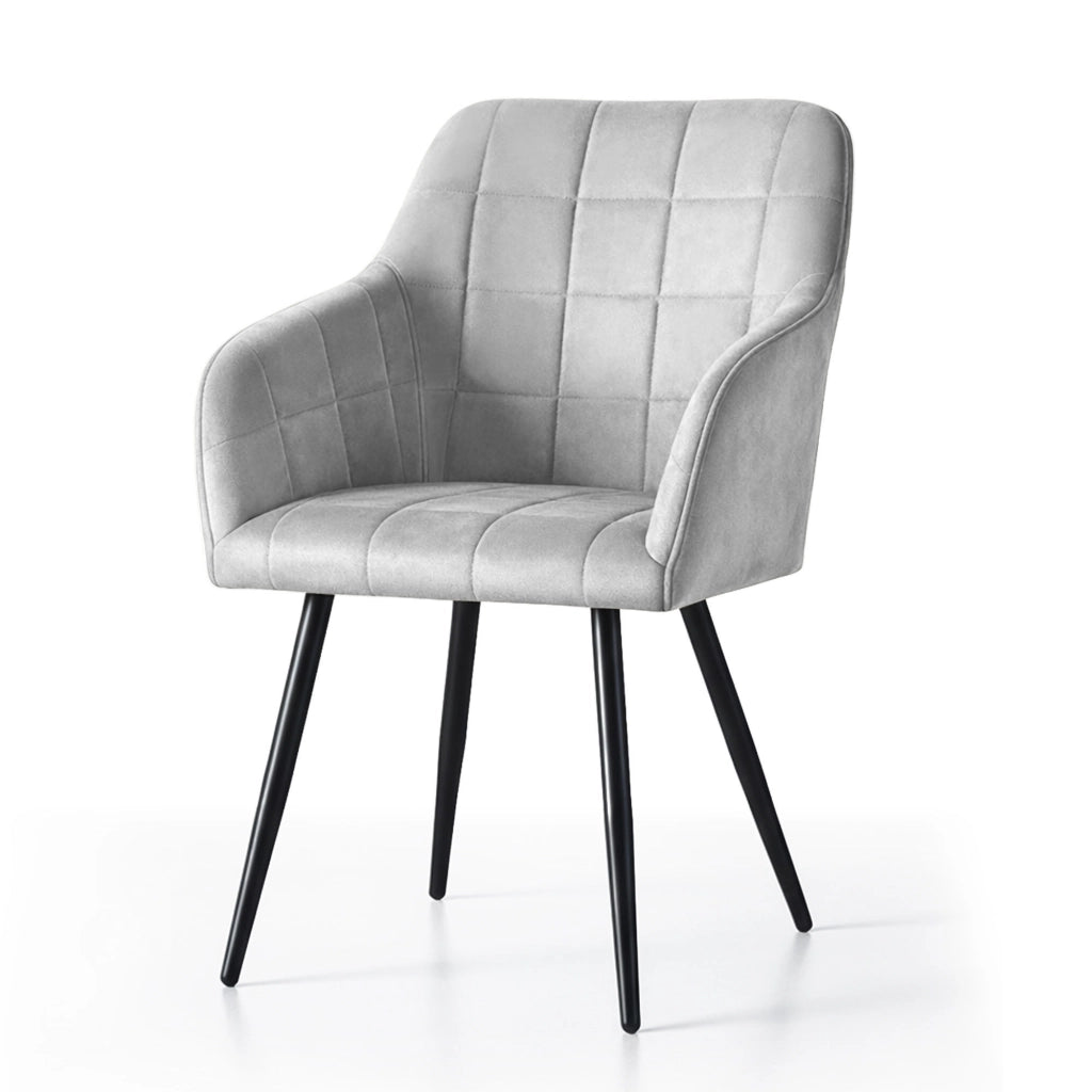 Set di 2 Sedie imbottite con cuciture quadrate LUXANO Grigio gambe nere