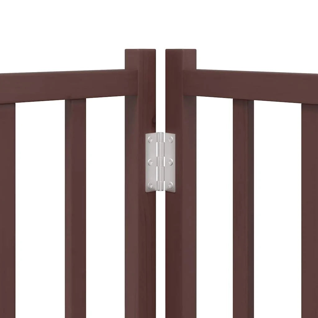 Cancelletto di sicurezza per cani con porta pieghevole 6 pannelli legno di pioppo marrone 02_0023015