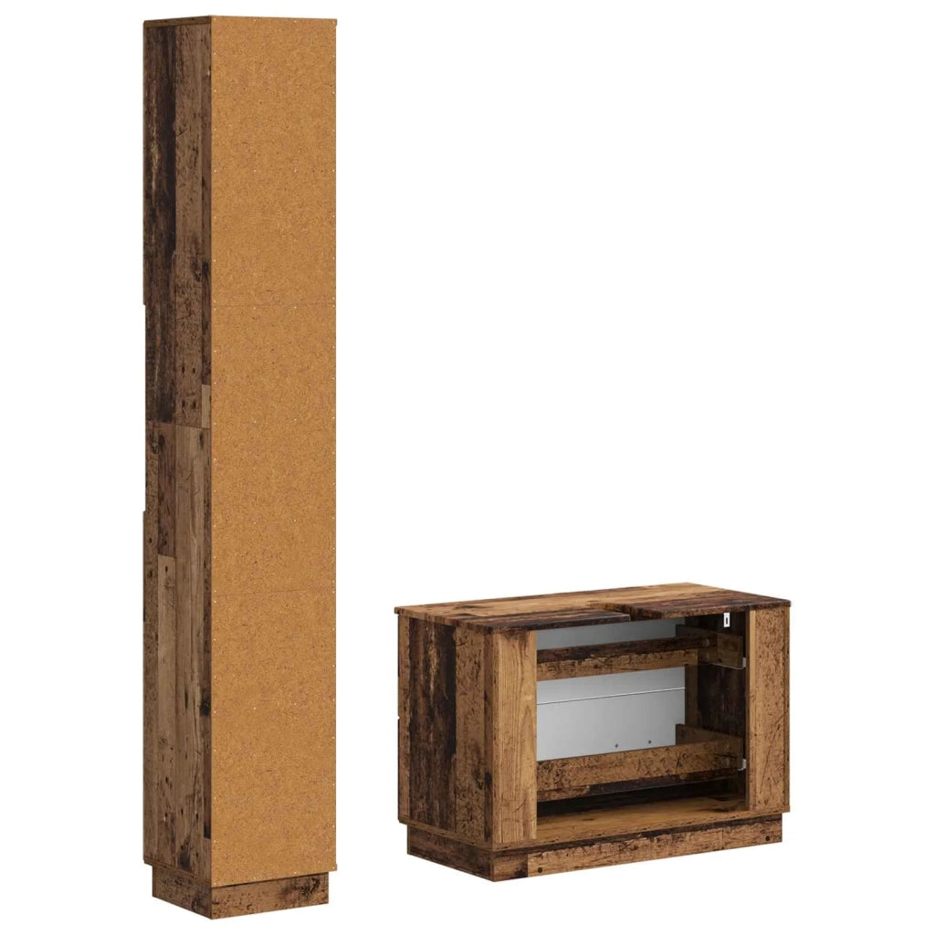 Set di Armadi da Bagno da 2 Pezzi HOORN Legno antico 3417556