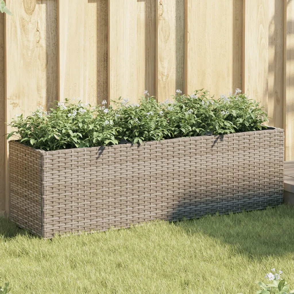 Fioriera | Cassetta per fiori | Vaso da Giardino con 3 Vasi Grigia 105x30x32 cm Polyrattan