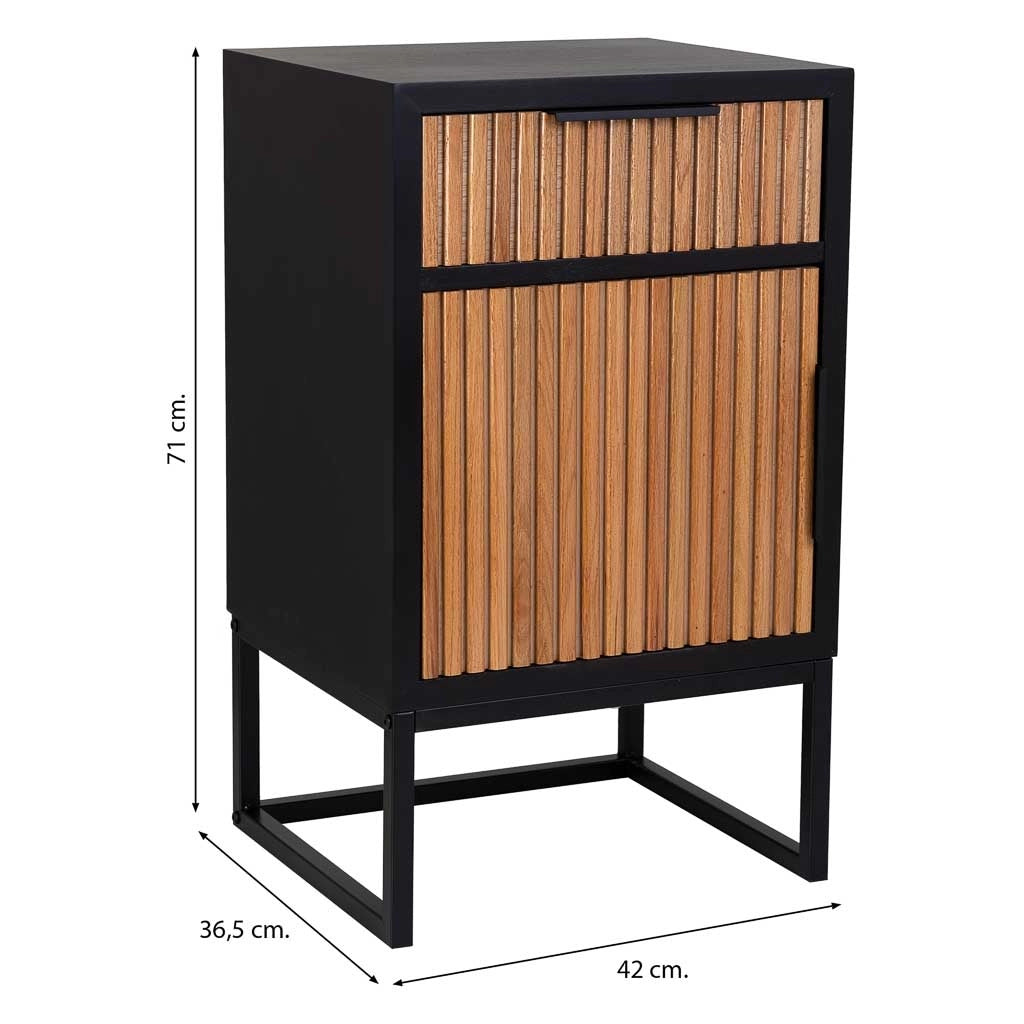 Tavolino in legno e metallo con 1 cassetto e 1 anta 42x36,5x71h cm