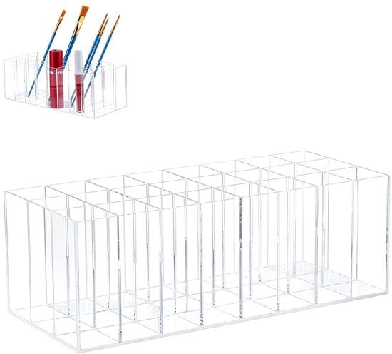 Organizzatore per matite da labbra 24 slot - Supporto in acciaio - Display per cosmetici - Cassa di contenimento - 21,3x9x7,5cm
