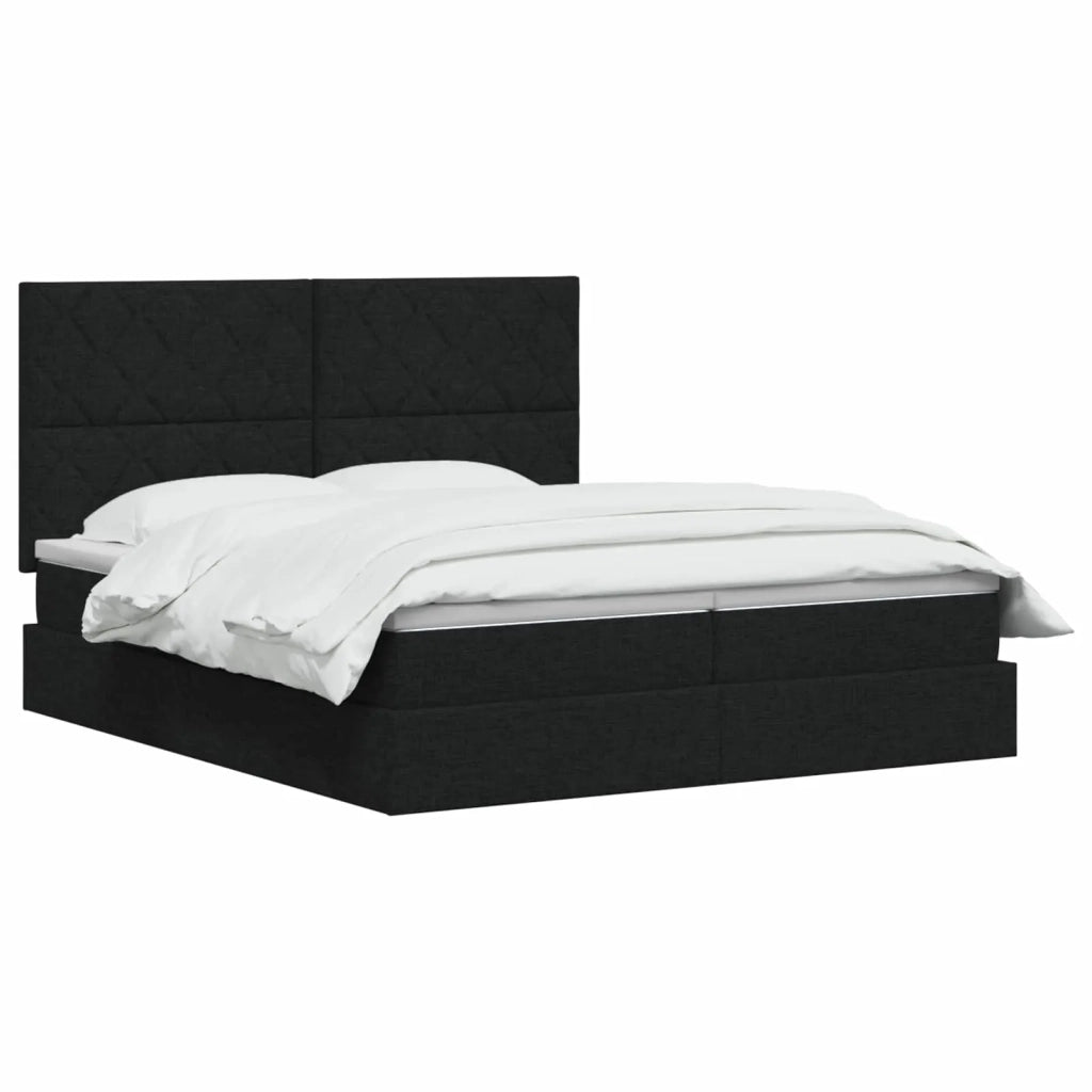 Letto con Contenitore con testiera Nero 200 x 200 cm Tessuto 3459809