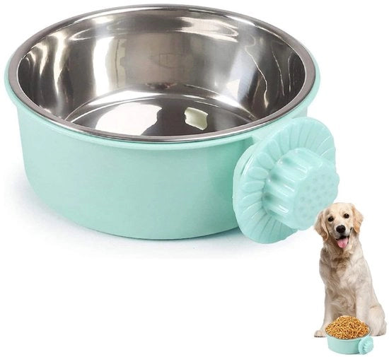 Ciotola per Animali da Cucina, Recinzione Cani in Acciaio Inossidabile, Ciotola da Cucina Sospesa e Rimovibile per Cani, Gatti e Piccoli Animali (Verde)