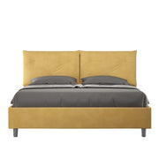 Letto imbottito Matrimoniale 160x200 cm Appia - Con rete,Microfibra,Ocra