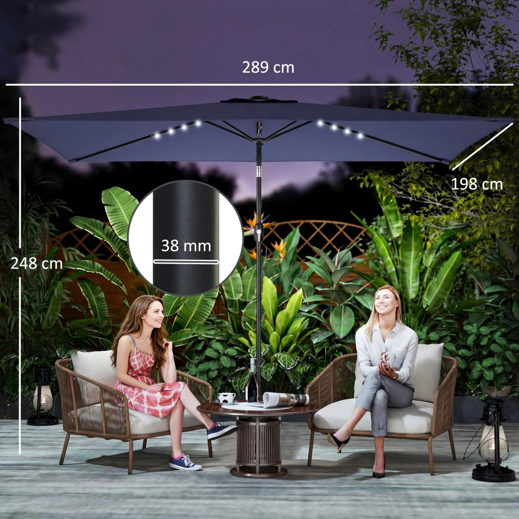 Tenda da Sole con 24 Luci LED Solari ¨C zephmum ¨C Blu Scuro 2.9x2.5 m