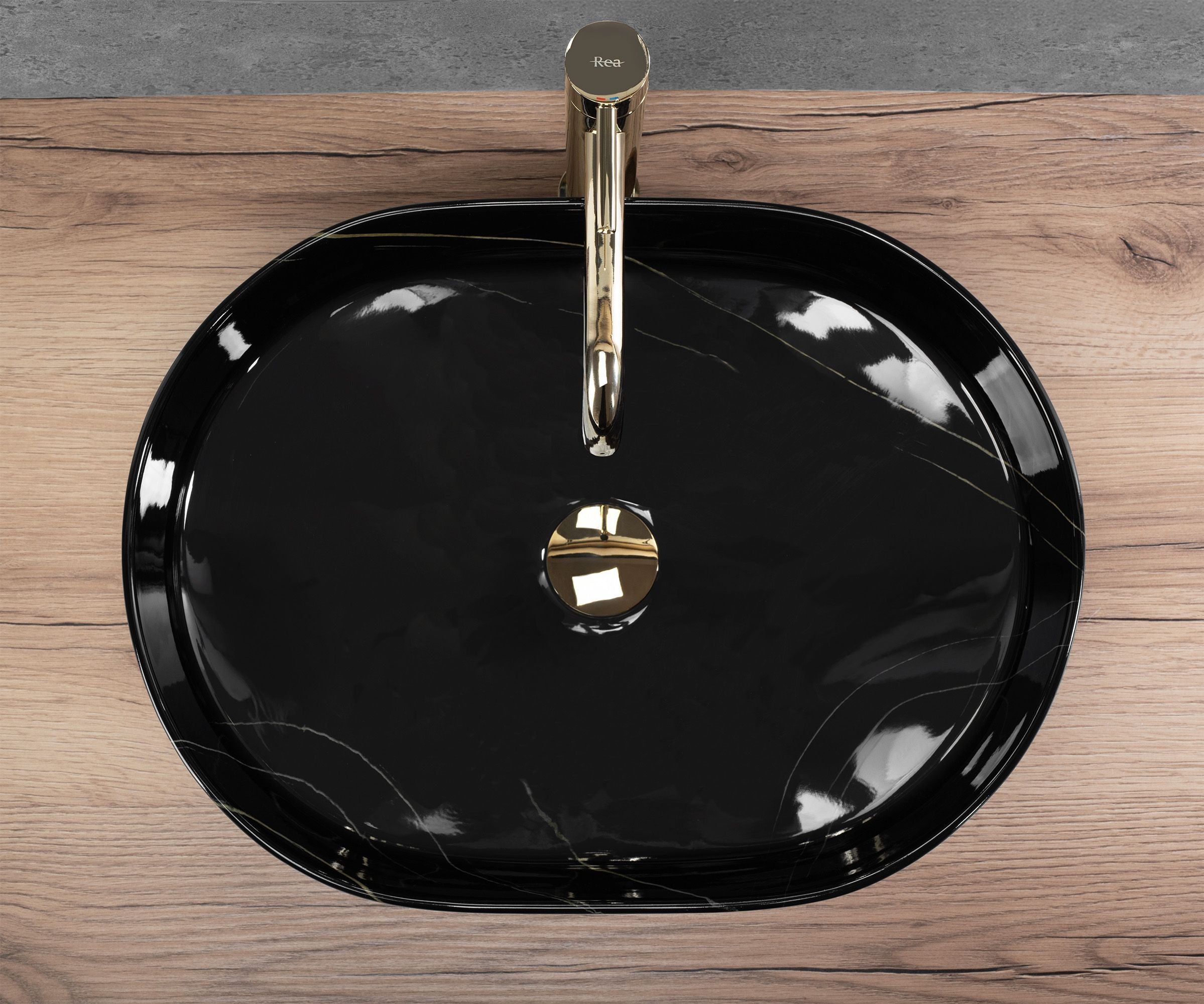 Lavabo Da Appoggio Rea Nadia 50 Black Stone