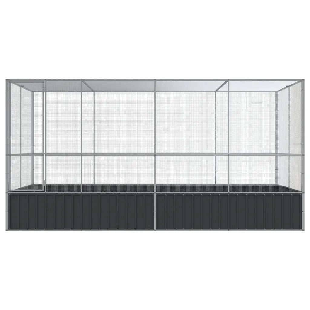 Voliera con Estensione Argento 418x207x212 cm Acciaio