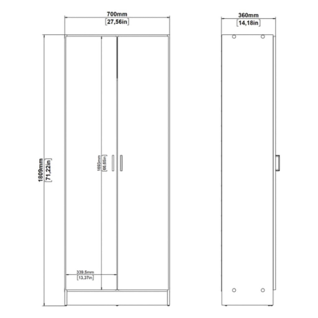 Soresina, Armadio Multiuso 2 Ante 3 Ripiani, 70x181h cm Marrone Rovere