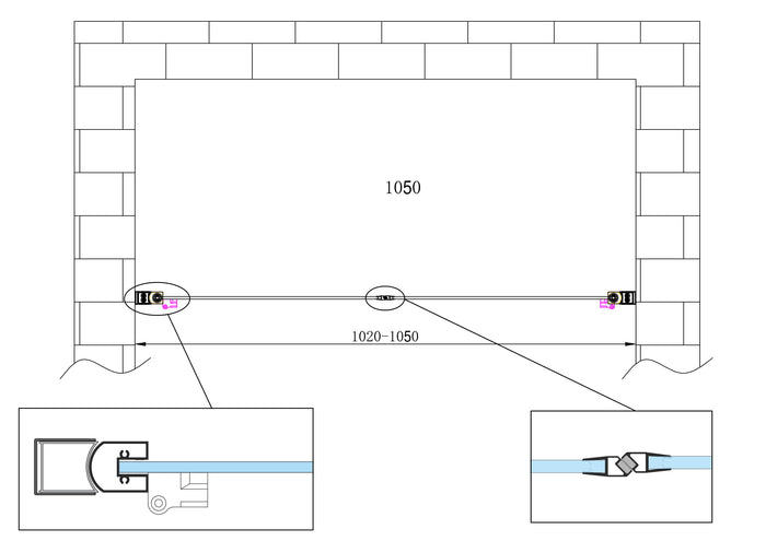 Porta doccia vetro 6 mm apertura battente saloon dentro e fuori Altezza 190 Regolabile 102-105