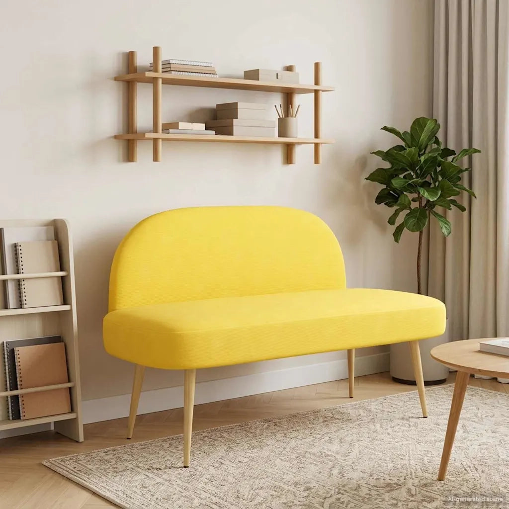 Panchina imbottita con schienale Giallo chiaro 110 x 60 x 76 cm