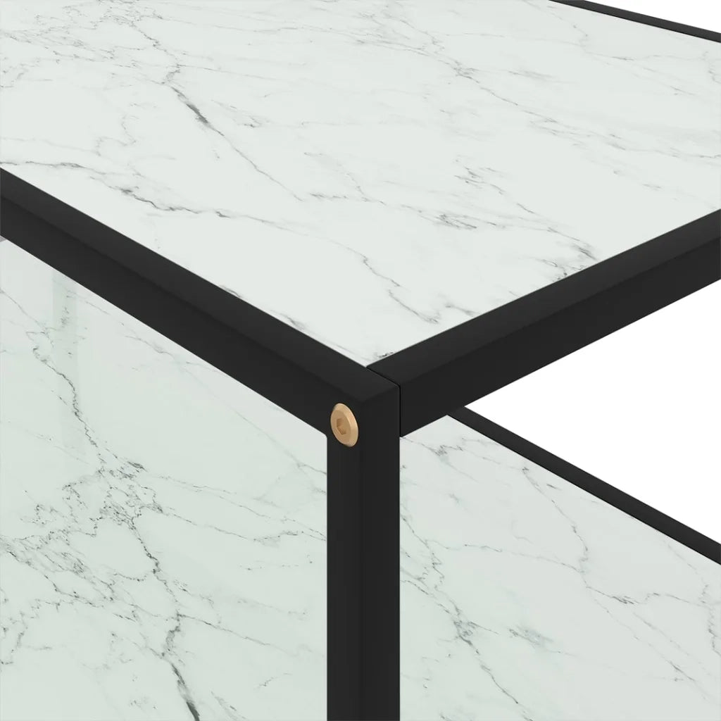 Tavolino da Salotto Bianco 100x50x35 cm in Vetro Temperato 322899