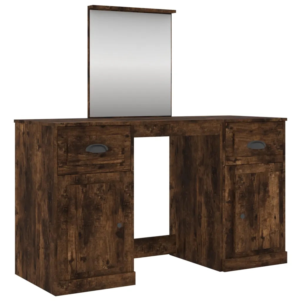 vidaXL Toeletta con Specchio Rovere Fumo 130x50x132,5 cm