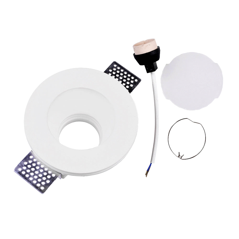 PORTAFARETTO GU10 TONDO IN GESSO BIANCO DA INCASSO - DESIGN ELEGANTE E FACILMENTE VERNICIABILE