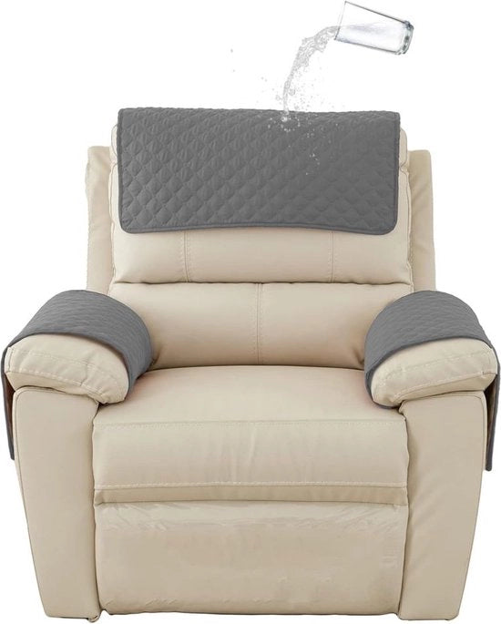 Pomello 3 pezzi per divano - Protezione per bracciolo divano - Protezione per bracciolo poltrona - Protezione per supporto testa - Protezione antiscivolo imbottita (38cmx57cm) - Panno di protezione in velluto grigio scuro