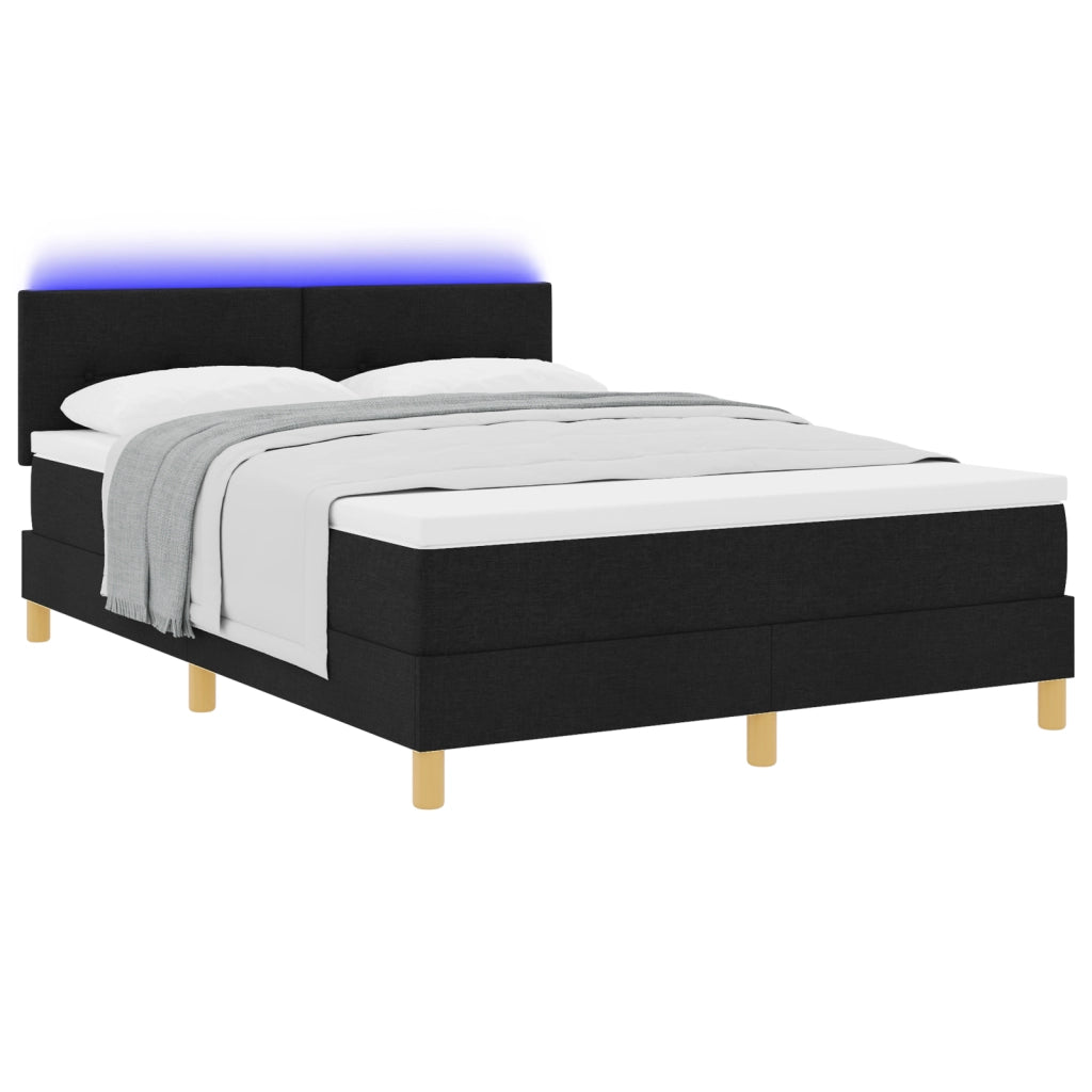 Letto a Molle con Materasso & LED Nero 160x200 cm Tessuto