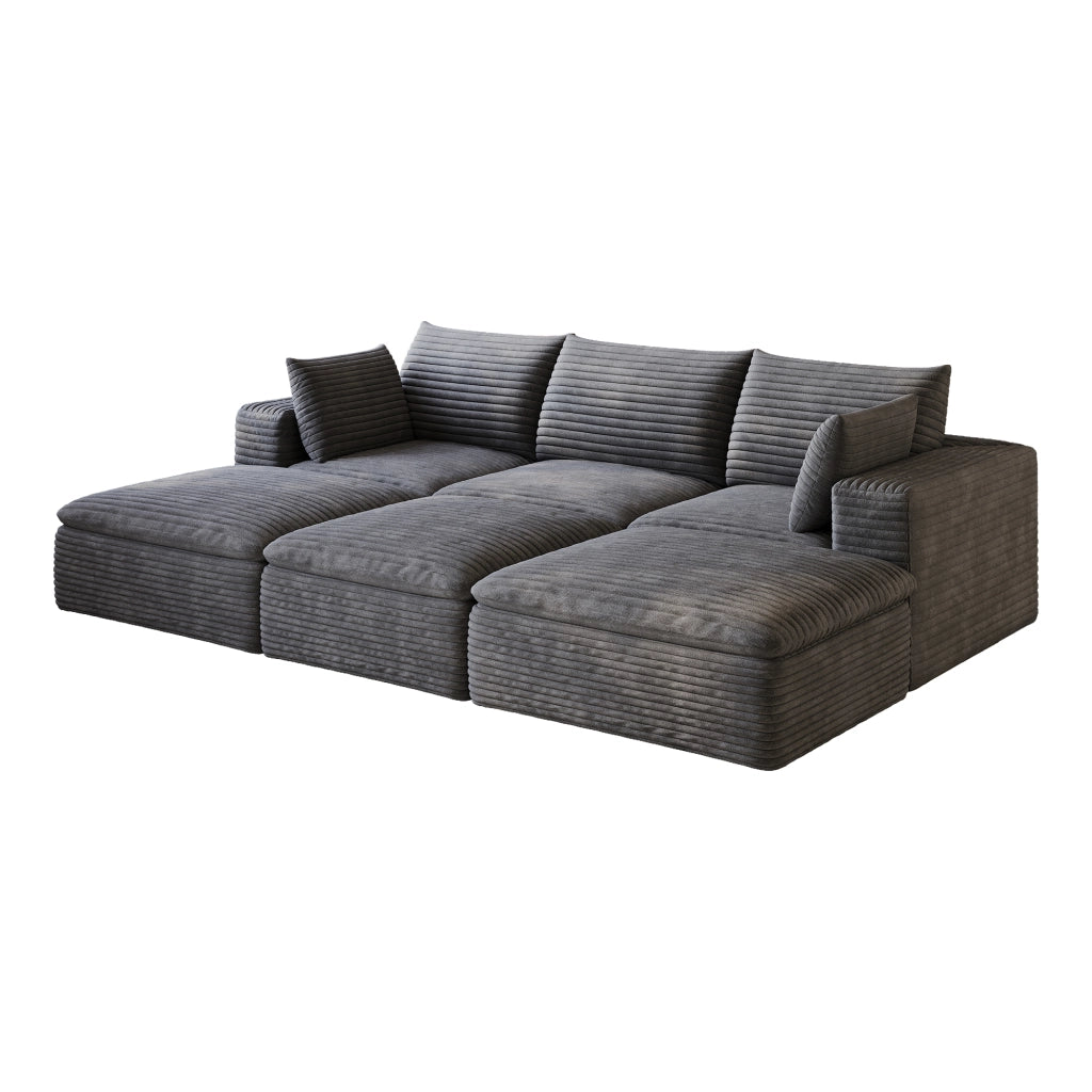 Divano Cloud 260cm in Tessuto Velluto a Coste ¨C MINIMAL ¨C Grigio Scuro, Imbottito, Senza Montaggio