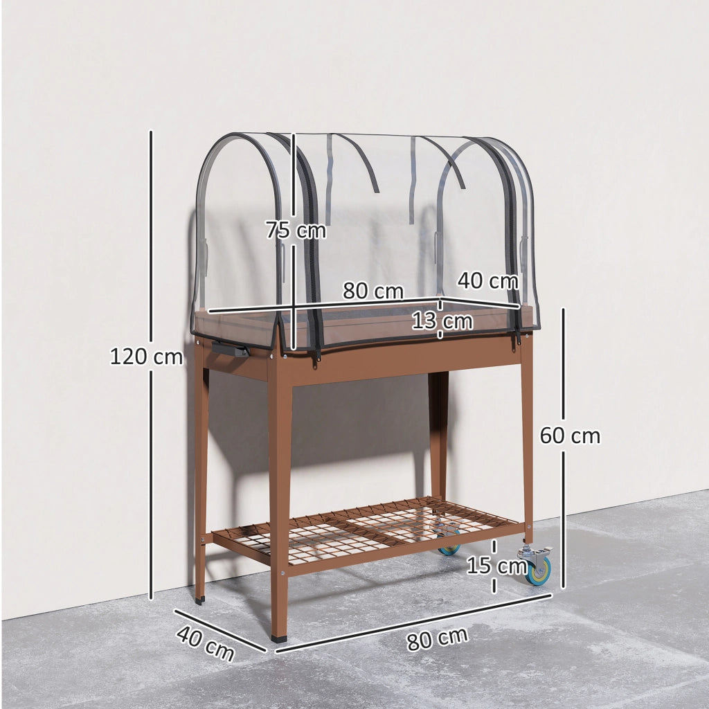 Fioriera da Giardino con Copertura e Ruote ¨C zephmum ¨C 80x40x120 cm