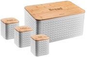 Klausberg KB-7483 Set portapane in acciaio con tagliere in bambù