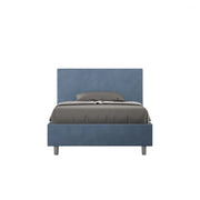Letto imbottito 1 piazza e mezza 120x190 cm Adele - Con rete,Microfibra,Blu