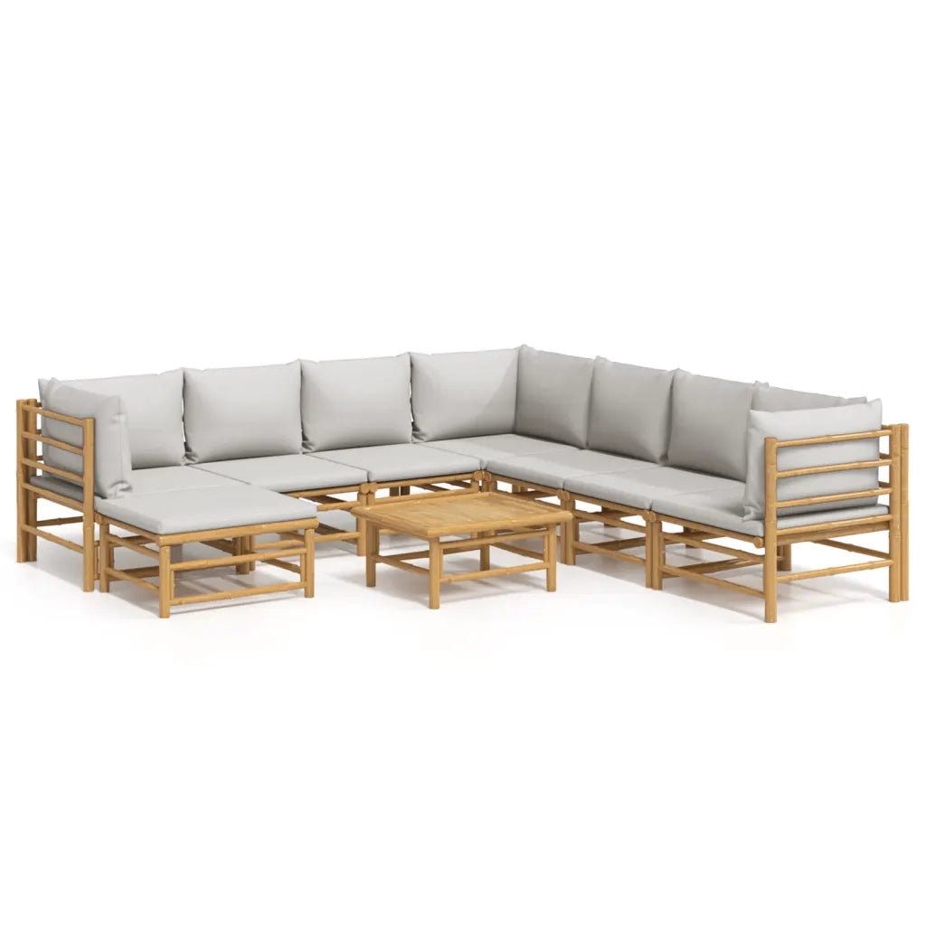 Set Salotto da Giardino 9pz con Cuscini Grigio Chiaro BambÃ¹cod mxl 77269