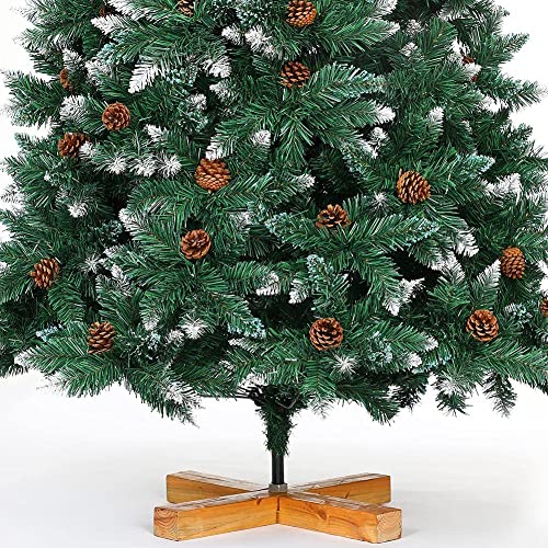 Albero di Natale 250cm King Premium Verde Innevato 1600 Rami Folto con Pigne