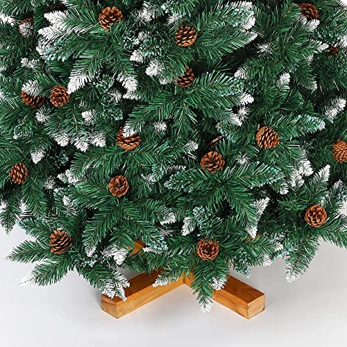 Albero di Natale 250cm King Premium Verde Innevato 1600 Rami Folto con Pigne