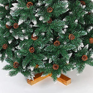 Albero di Natale 250cm King Premium Verde Innevato 1600 Rami Folto con Pigne