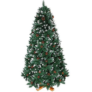 Albero di Natale 250cm King Premium Verde Innevato 1600 Rami Folto con Pigne